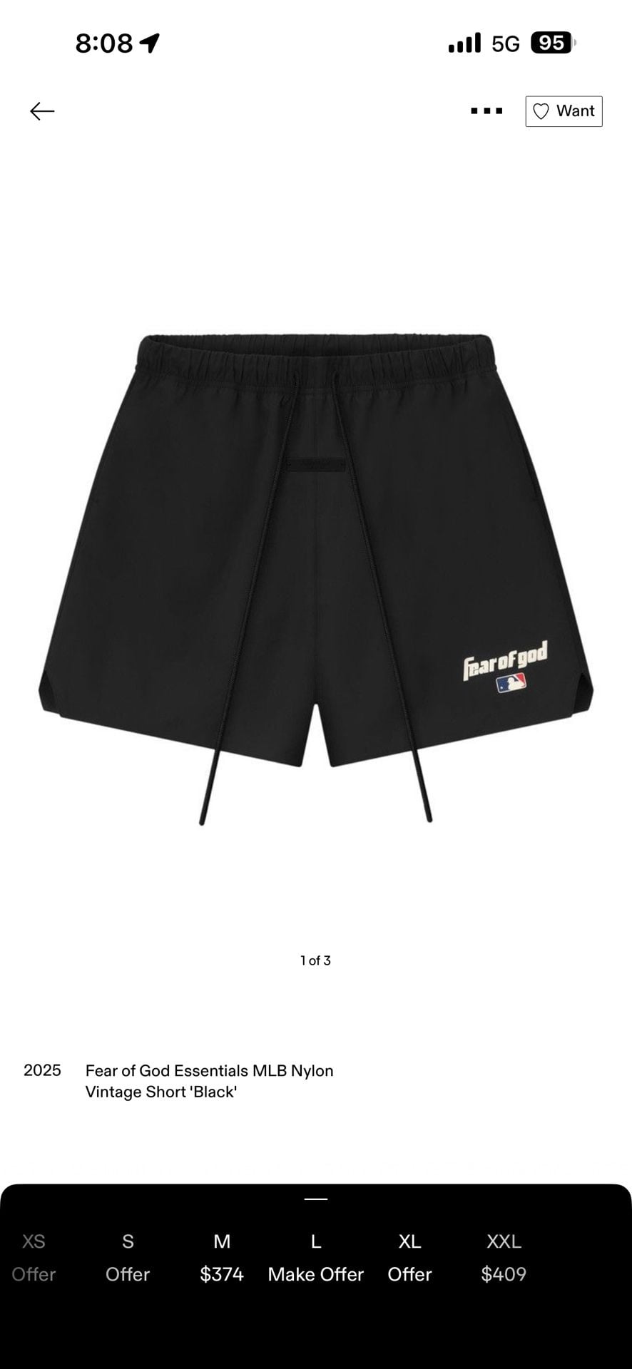 Fear of God Essentials MLB Nylon Vintage Short 'Black' - 160ML254101F 7