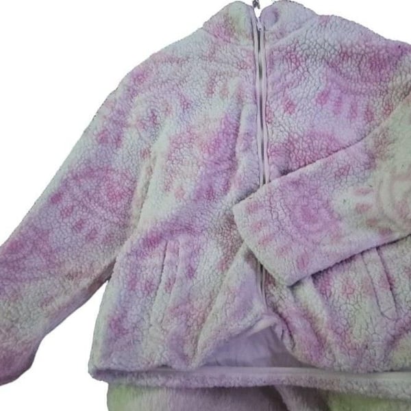 Forever 21 Sherpa Zip Up Jacket Size M Pink White