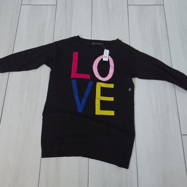 New York & Company LOVE Sweater Size S Black Multi Graphic