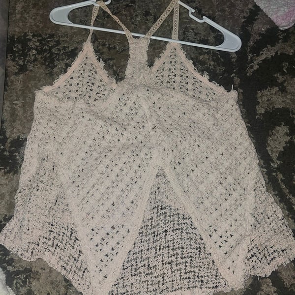 Free People Crochet Racerback Top Pink