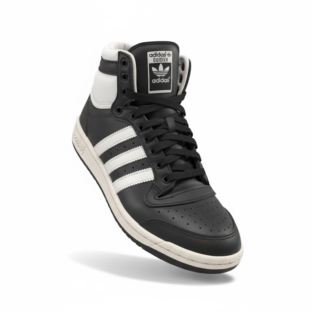 Adidas Top Ten Hi Size 8 Black White Leather Basketball Sneakers 2