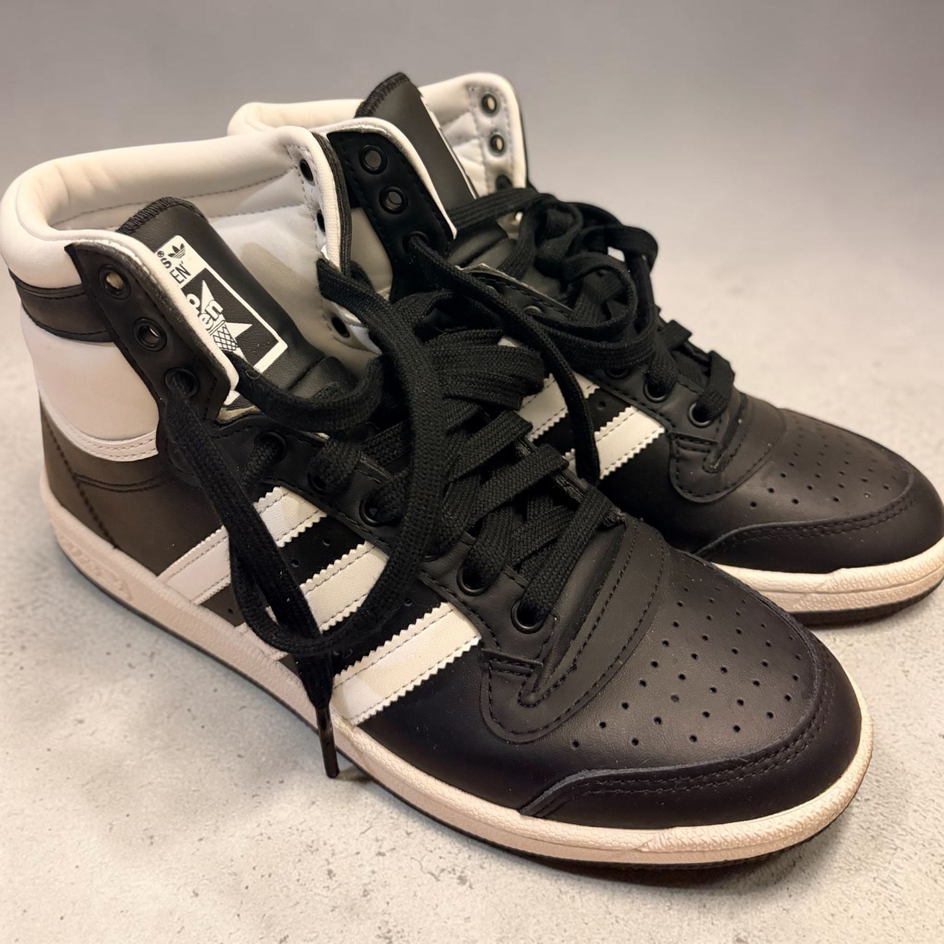 Adidas Top Ten Hi Size 8 Black White Leather Basketball Sneakers 3
