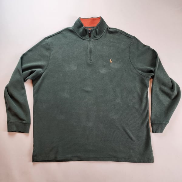 ​Polo Ralph Lauren Men's Green Estate Rib Quarter Zip Pullover Sweater Size XXL 
