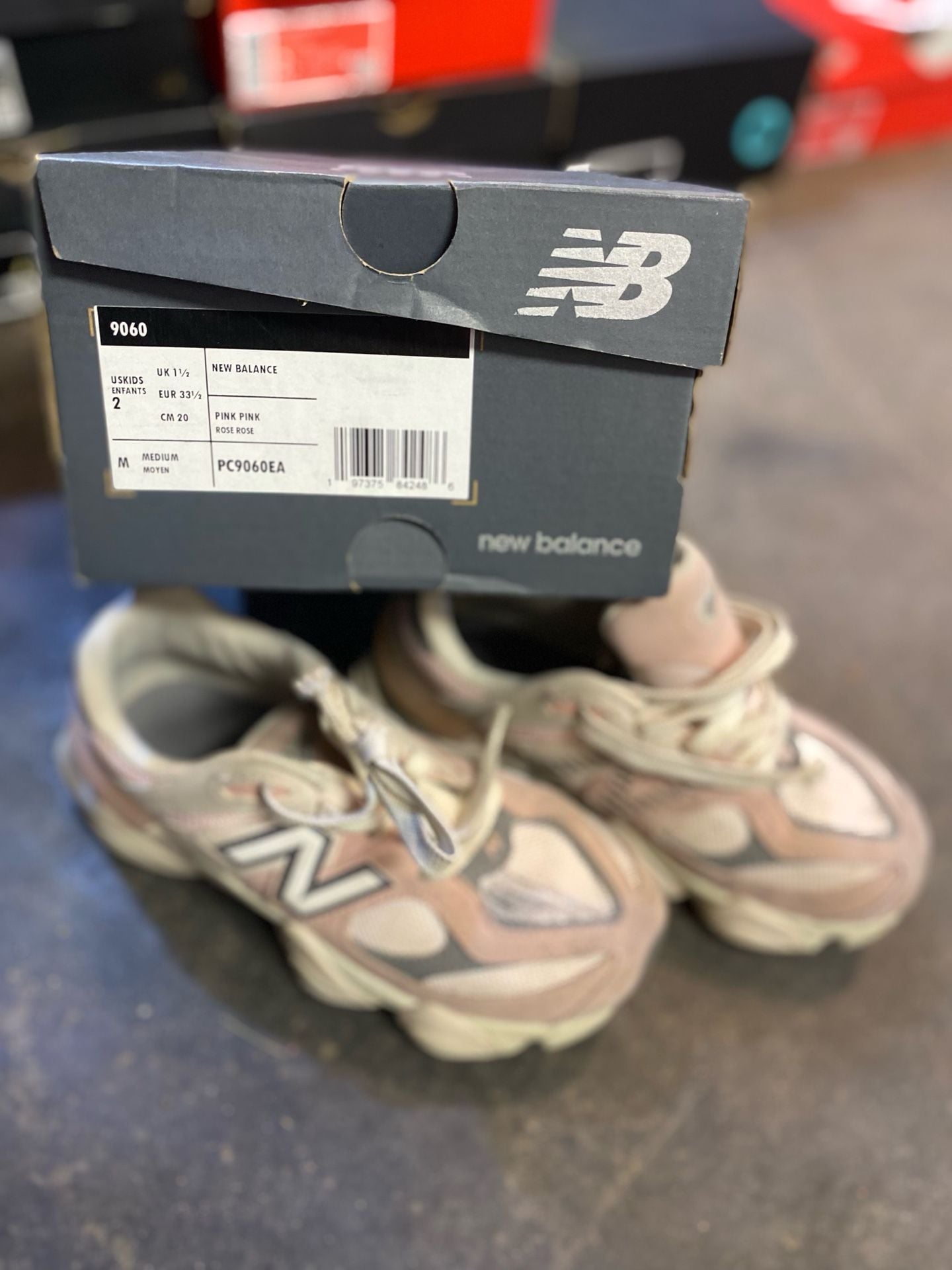 New Balance 9060 Size 2 Pink Kids Sneakers 1