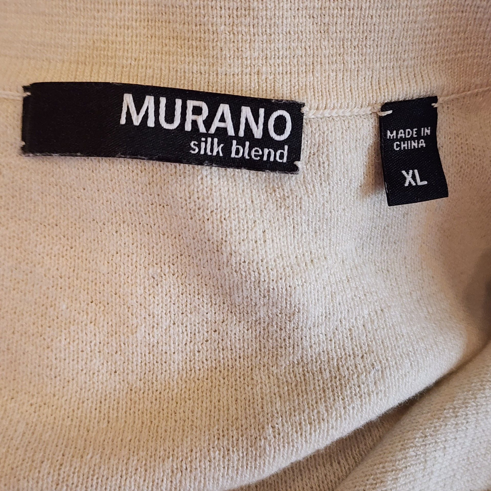 Murano Men's Beige Cream Short Sleeve Knit Polo Shirt Silk Blend Size XL Luxury 7