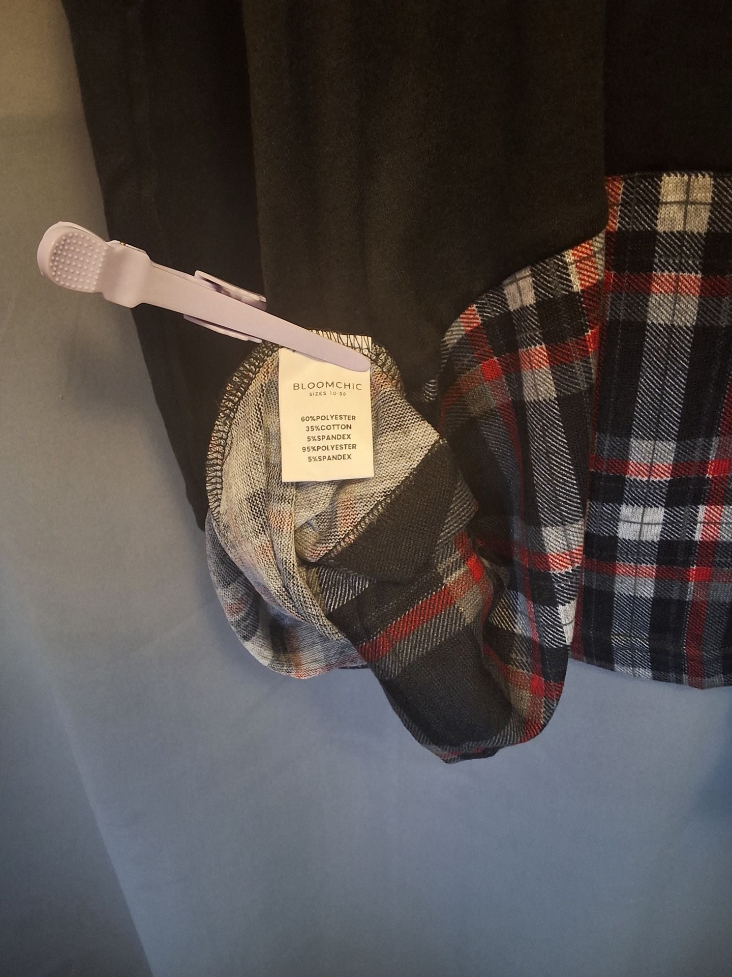 Bloomchic Plaid Cowl Neck Tunic Top Shirt Black Long Sleeve Size 12 Large 5