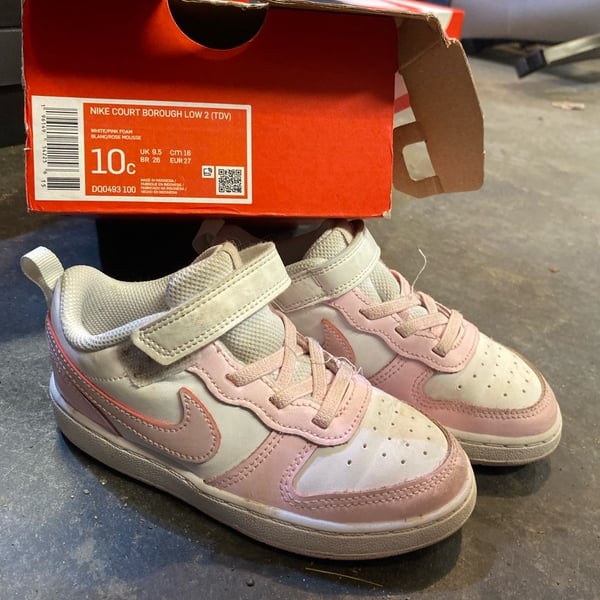 Nike Court Borough Low 2 Size 10C White Pink Foam Sneakers