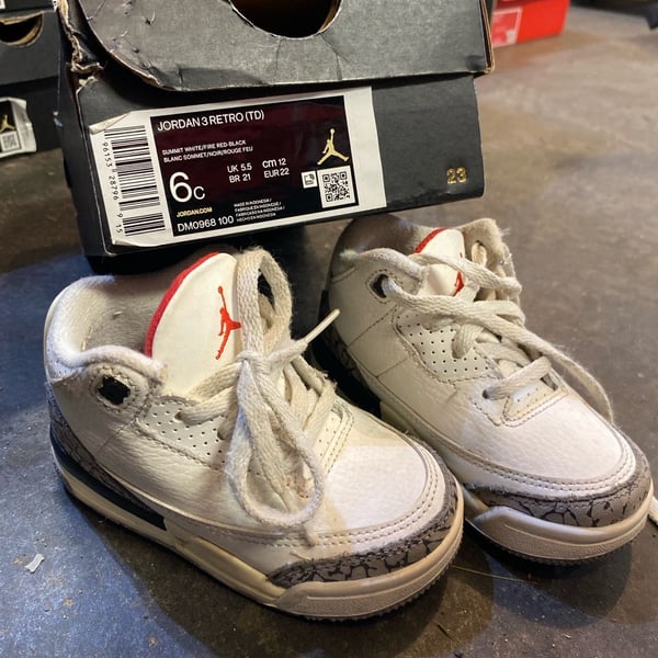 Jordan Jordan 3 Retro TD Size 6C White Cement Reimagined