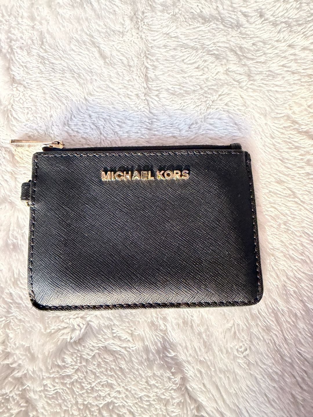Michael Kors Jet Set Travel Saffiano Leather Coin Pouch Wallet Black 2