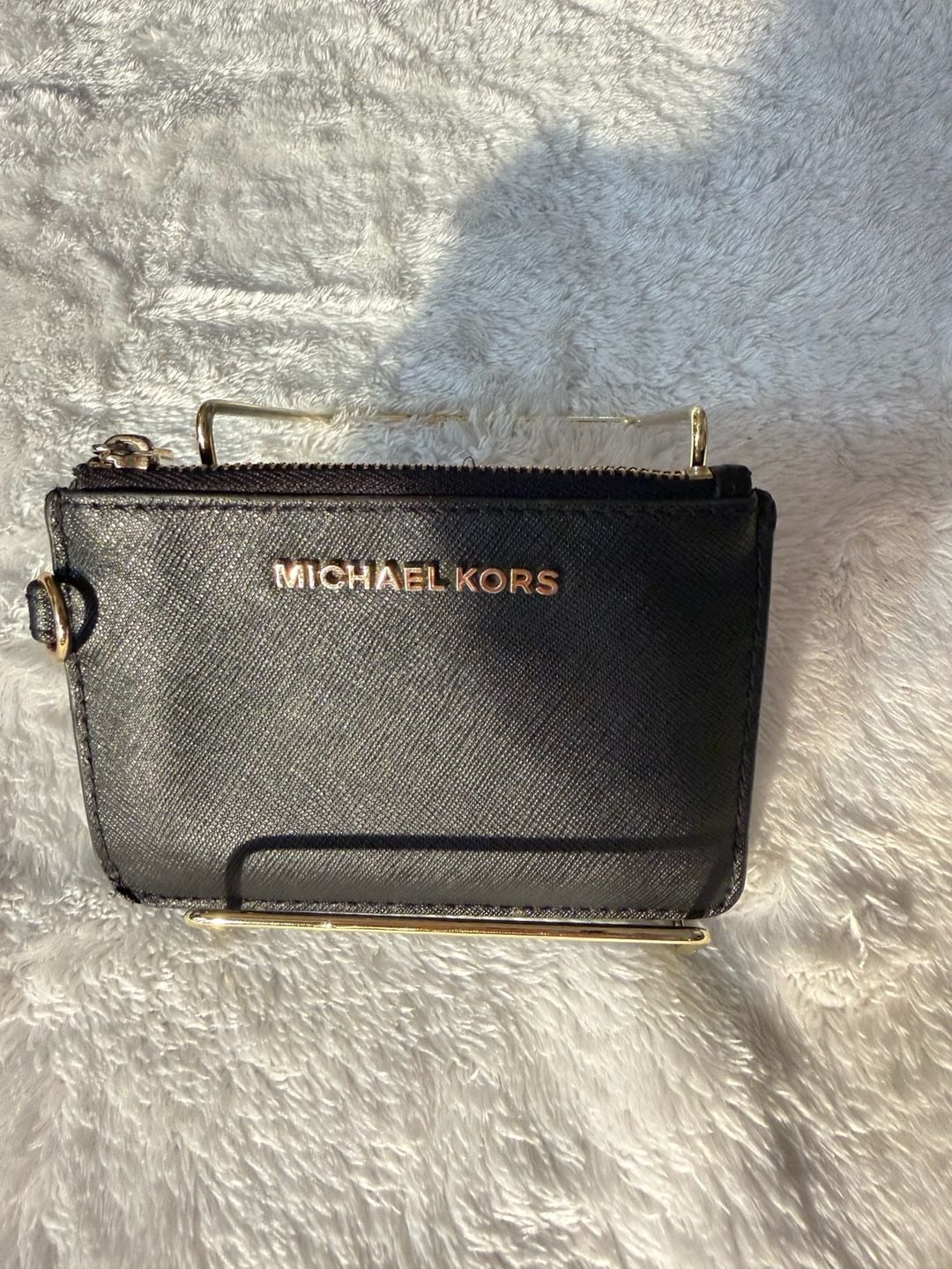 Michael Kors Jet Set Travel Saffiano Leather Coin Pouch Wallet Black 6