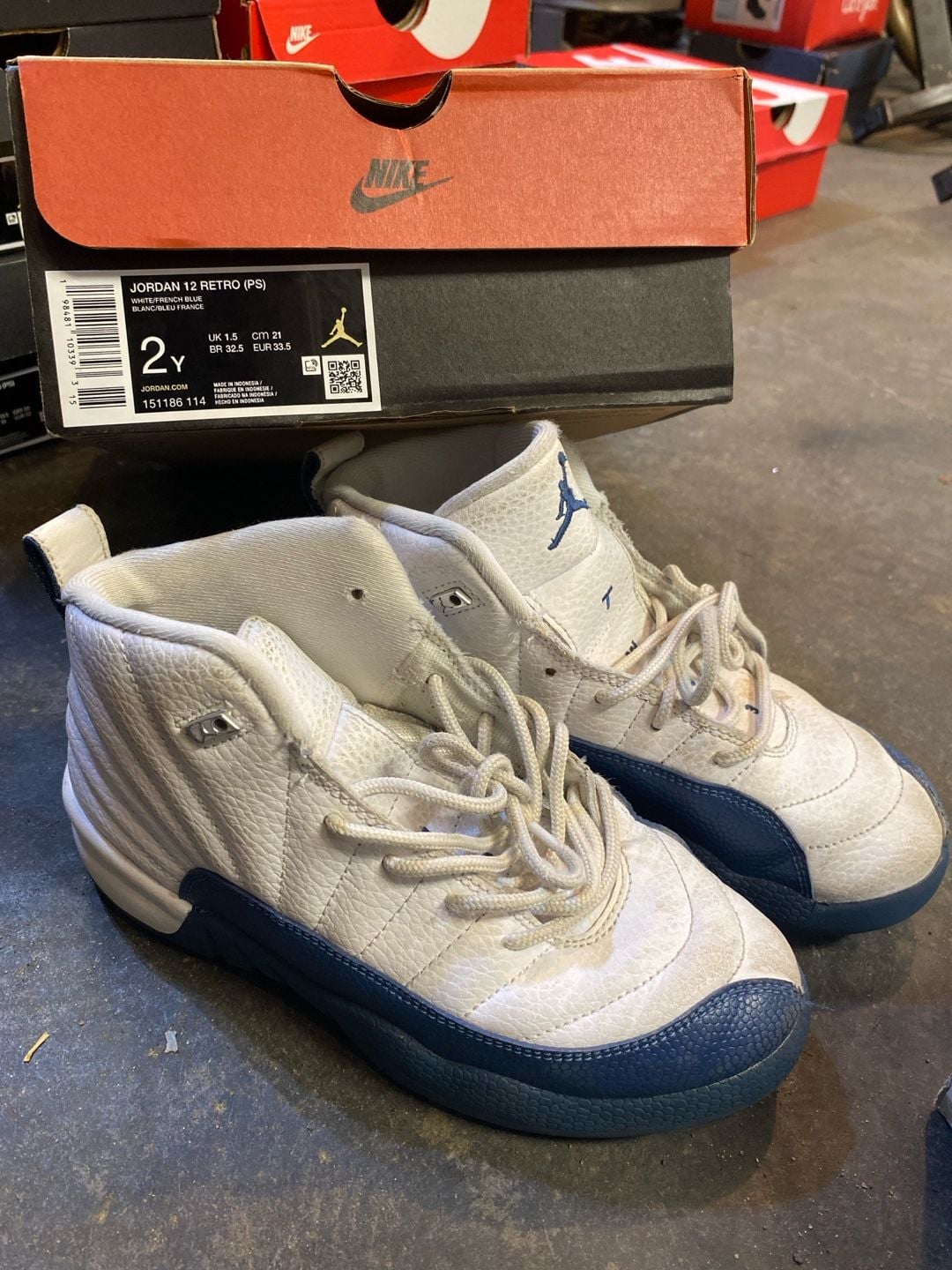 Jordan 12 Retro PS Size 2Y White French Blue 2