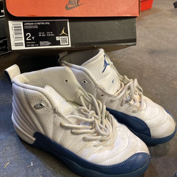 Jordan 12 Retro PS Size 2Y White French Blue
