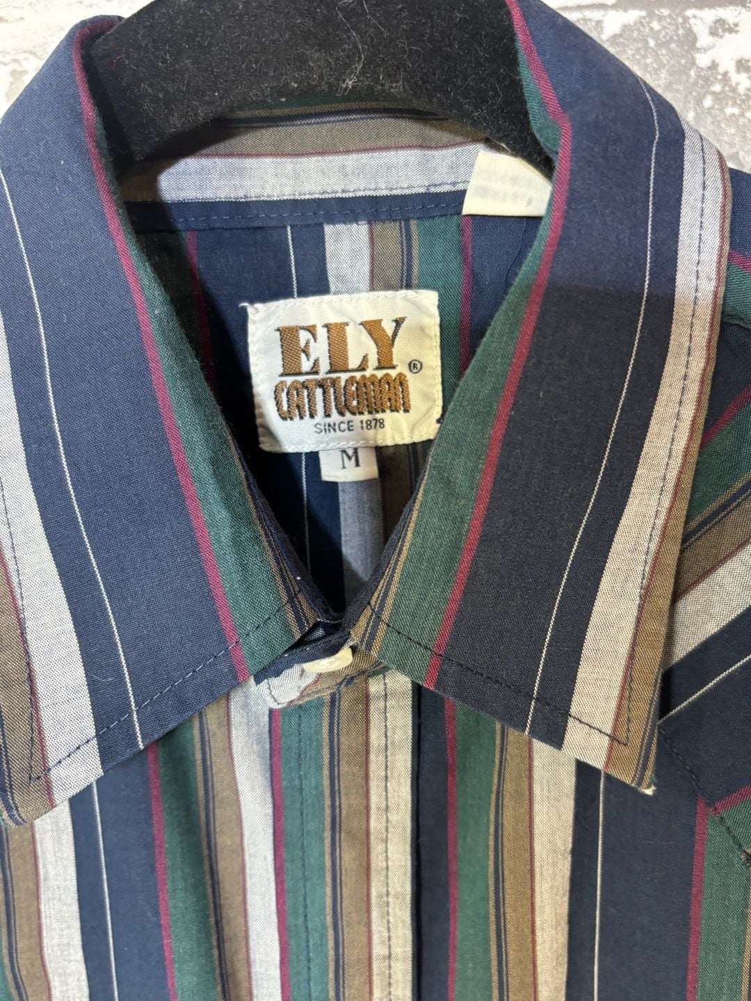 VTG USA Ely Cattleman Shirt Large Western Pearl Snap Blue Plaid Cowboy Rodeo 3