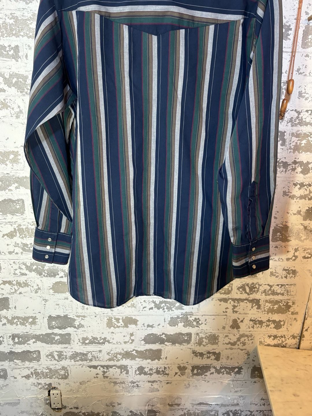 VTG USA Ely Cattleman Shirt Large Western Pearl Snap Blue Plaid Cowboy Rodeo 6