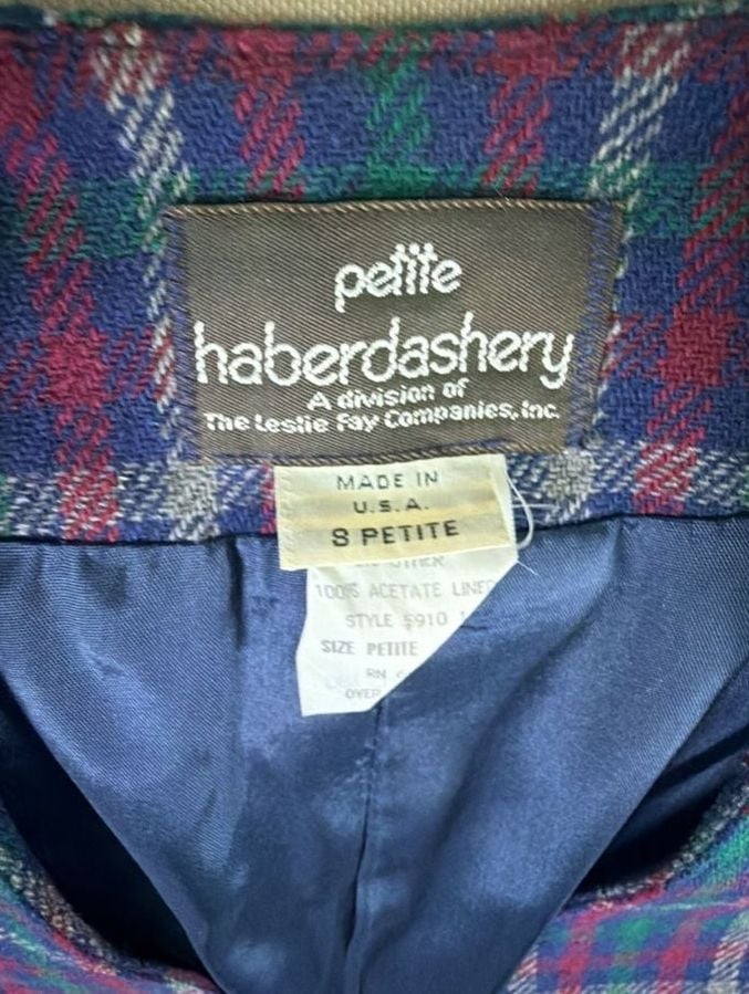Petite Haberdashery Blazer Size S Petite Plaid Wool Jacket 3