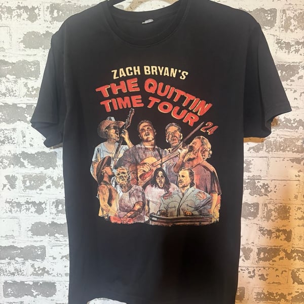 Zach Bryan The Quittin Time Tour '24 Black Graphic Concert T-Shirt
