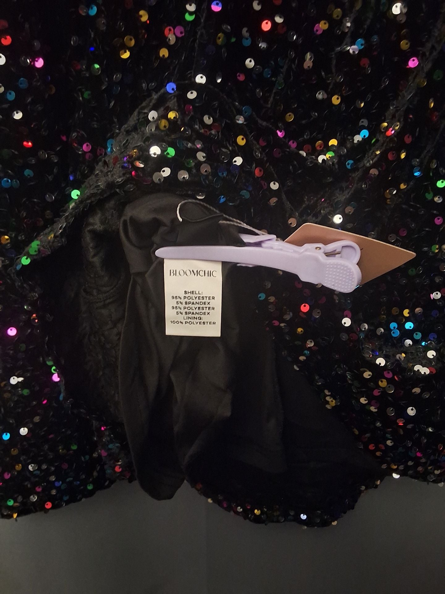 BloomChic Size 10 Medium Sequin Cover Open Back Mini Dress Black 7