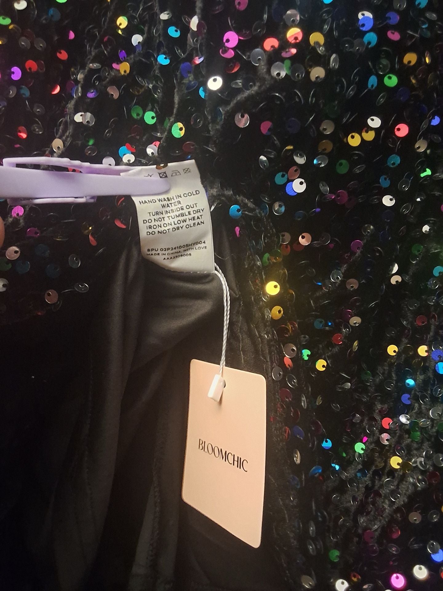 BloomChic Size 10 Medium Sequin Cover Open Back Mini Dress Black 8