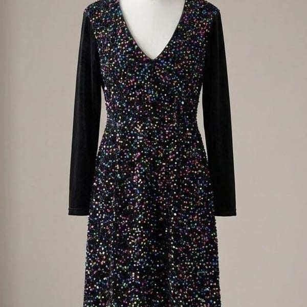 BloomChic Size 10 Medium Sequin Cover Open Back Mini Dress Black