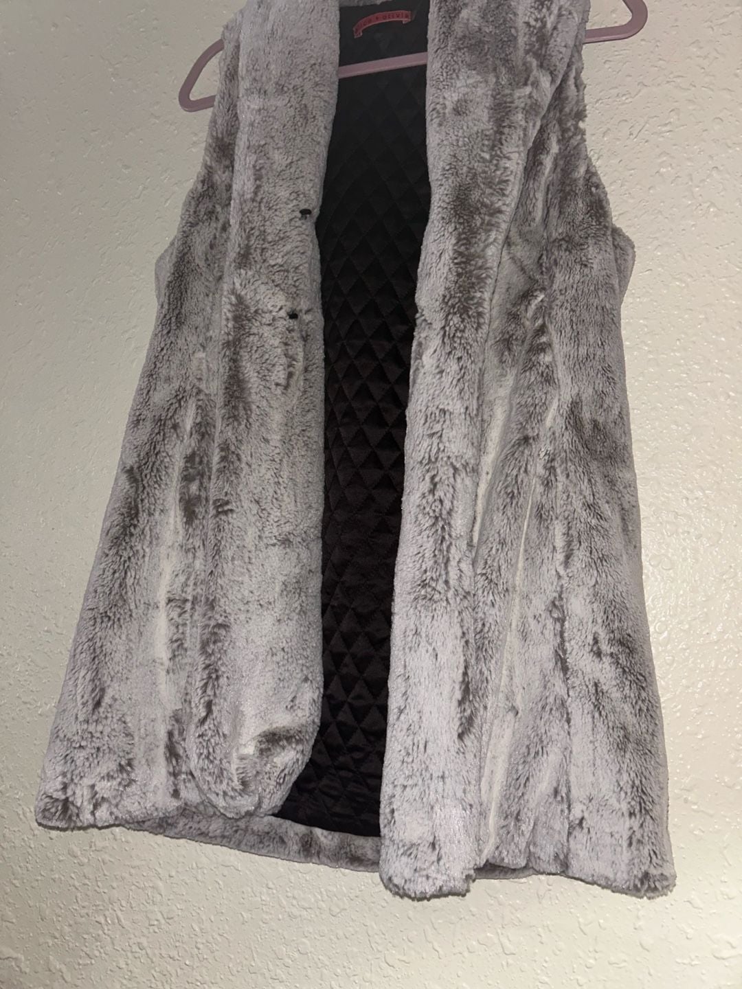 Alice + Olivia Faux Fur Vest Size S Gray Quilted 4