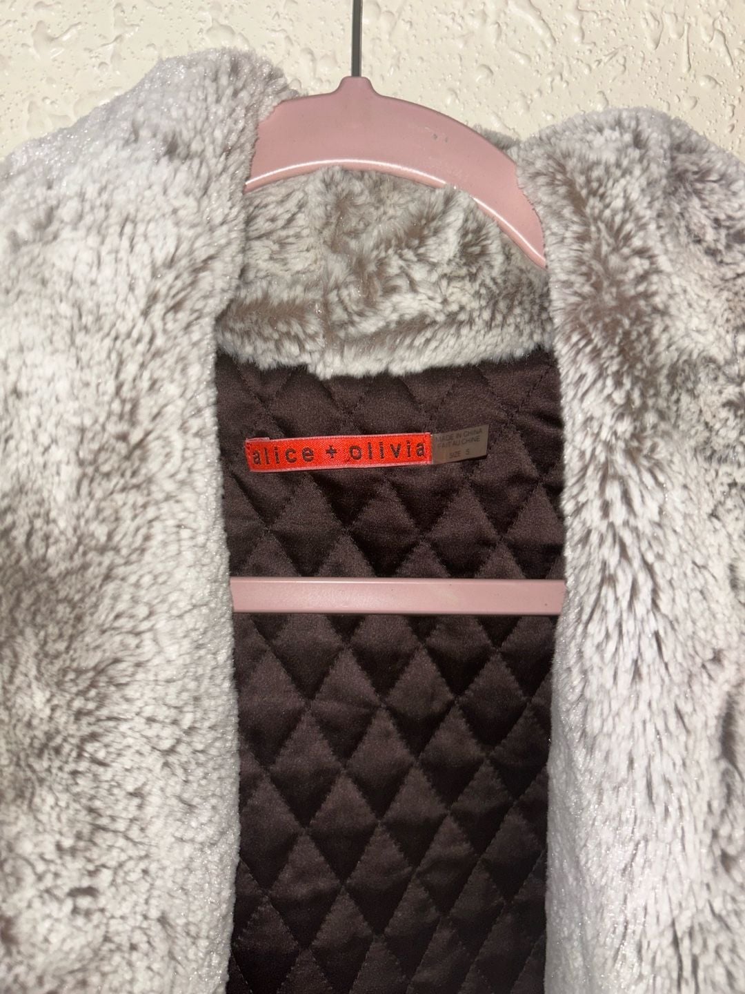 Alice + Olivia Faux Fur Vest Size S Gray Quilted 5