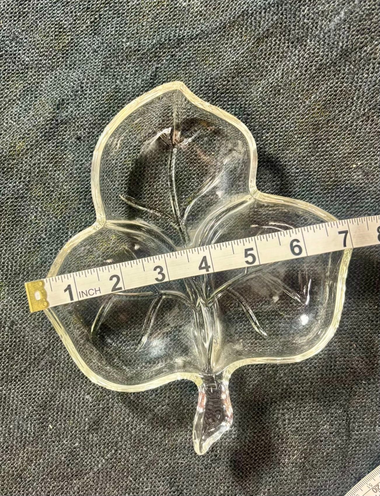 Hazel Atlas Clear Glass Ivy Leaf 3 Part Divided Dish 4