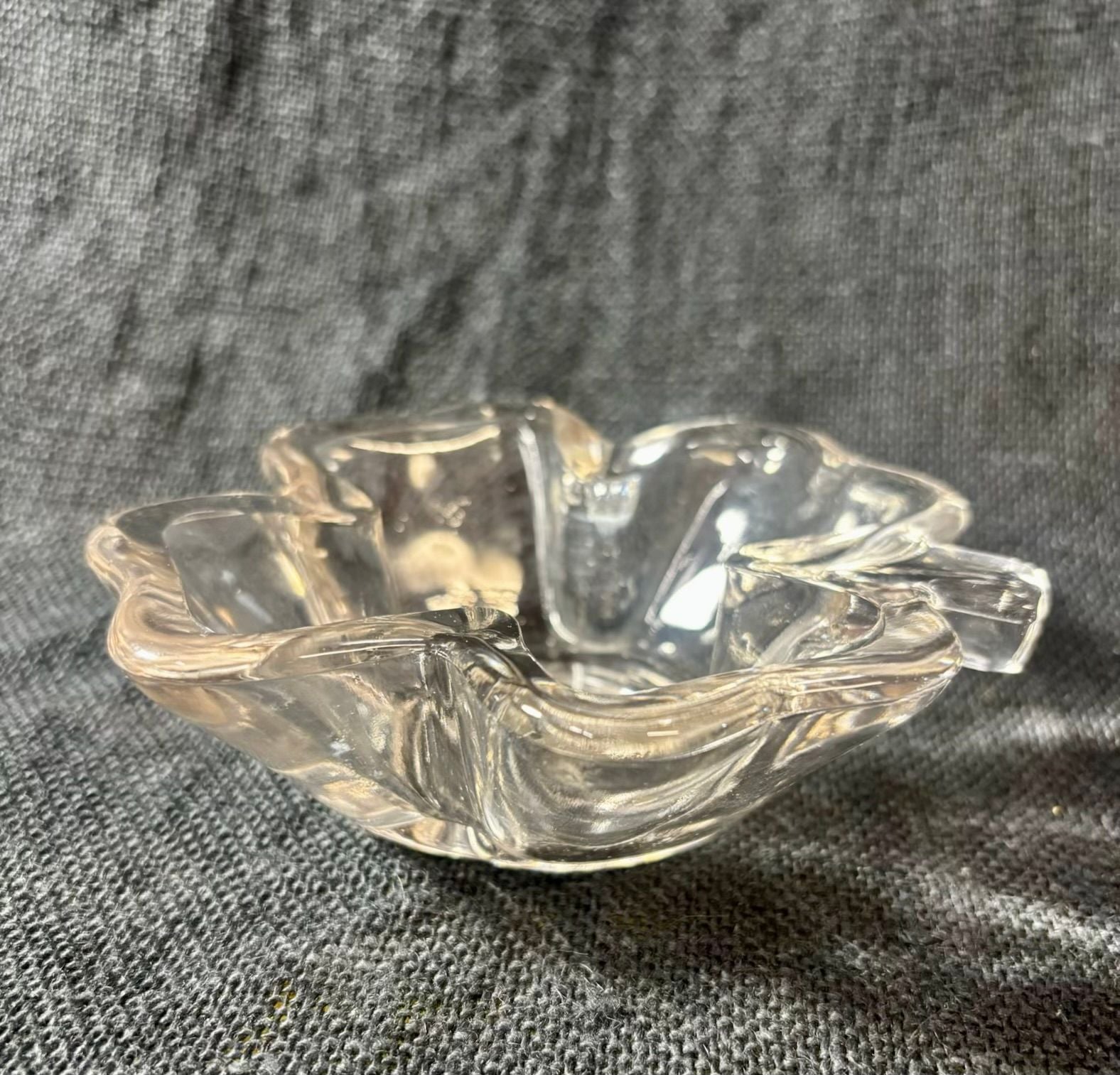 Vintage Clear Glass Four Leaf Clover Dish 2