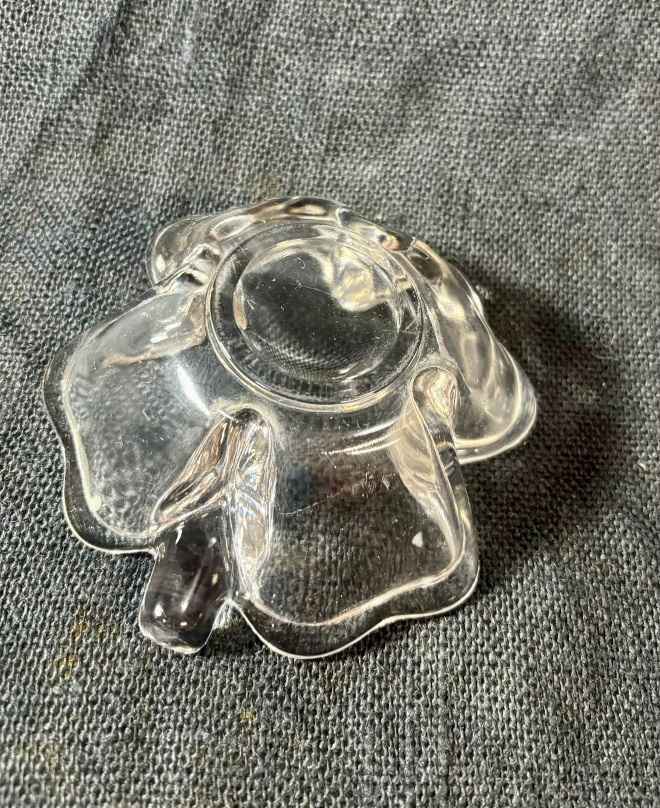 Vintage Clear Glass Four Leaf Clover Dish 3