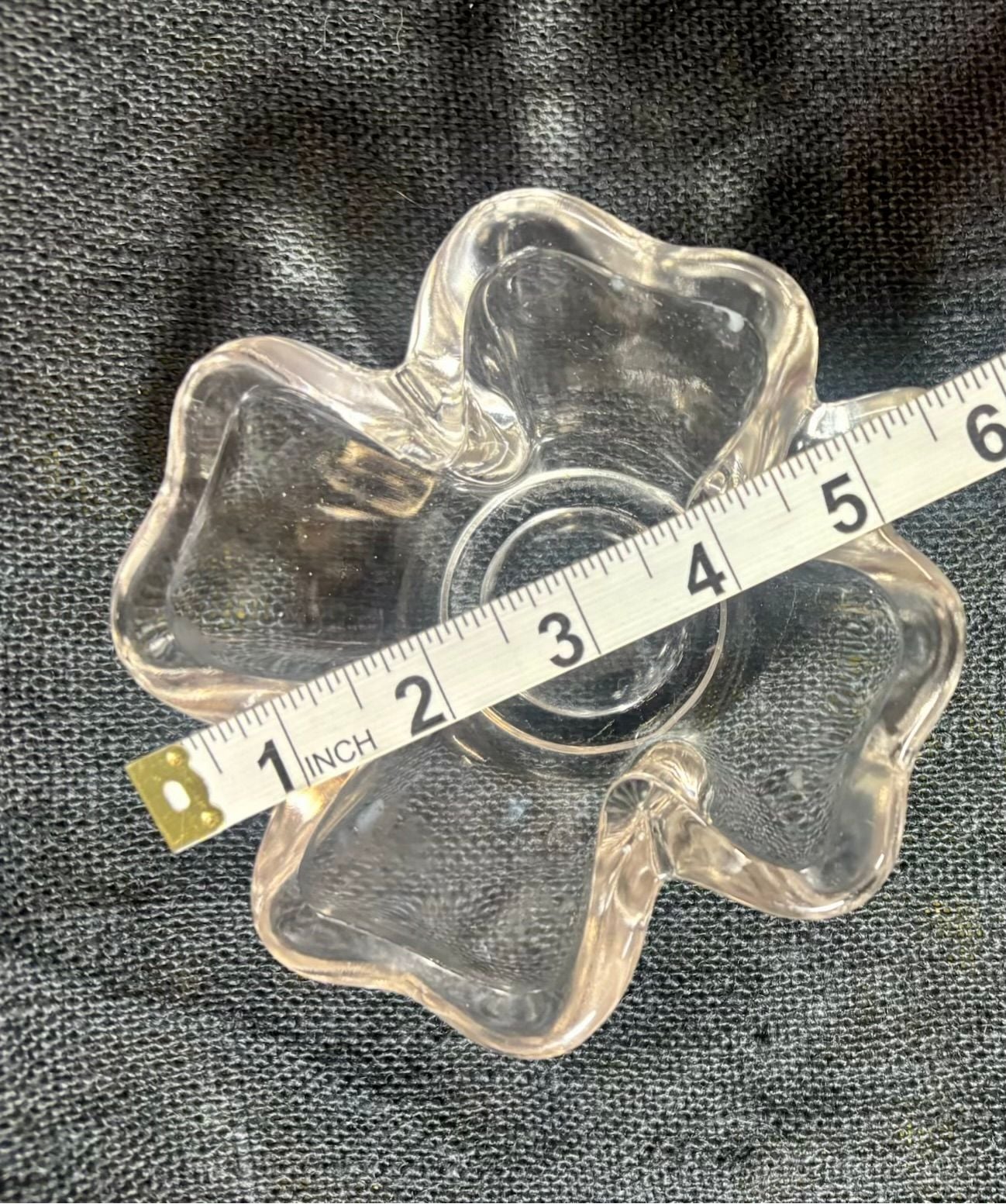 Vintage Clear Glass Four Leaf Clover Dish 4