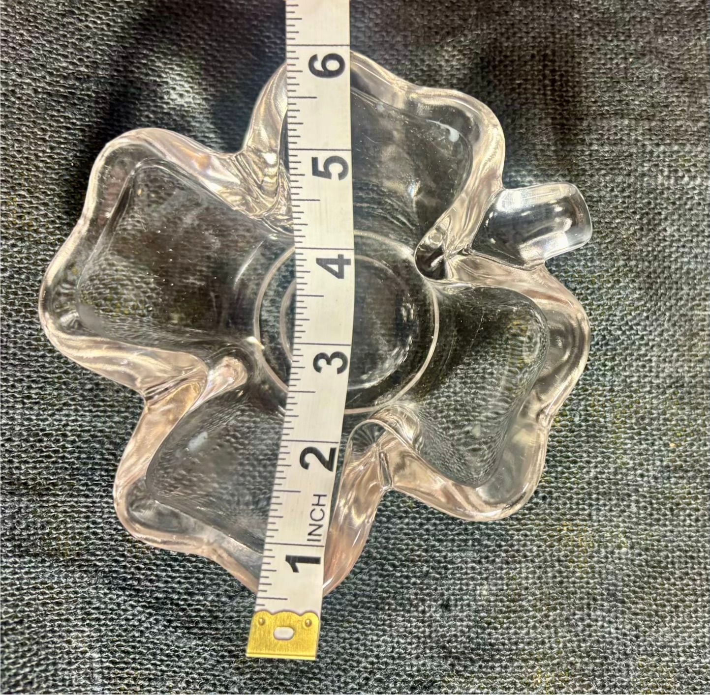 Vintage Clear Glass Four Leaf Clover Dish 5