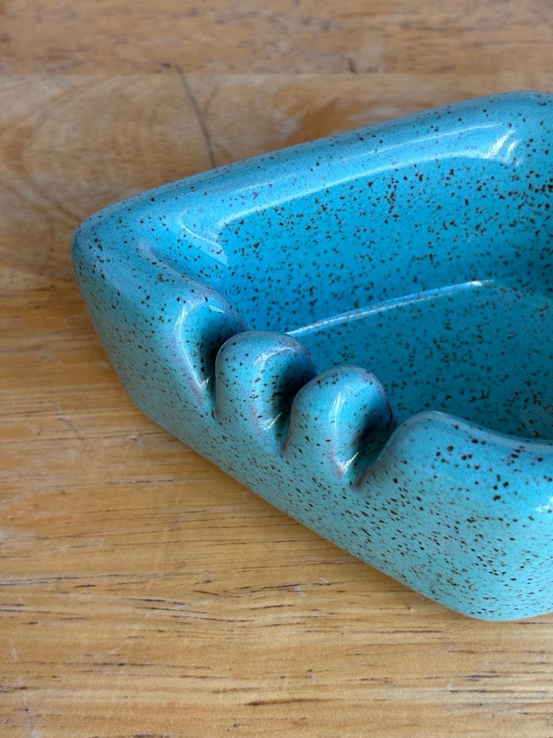 Vintage Ceramic Speckled Blue Diamond Ashtray 2