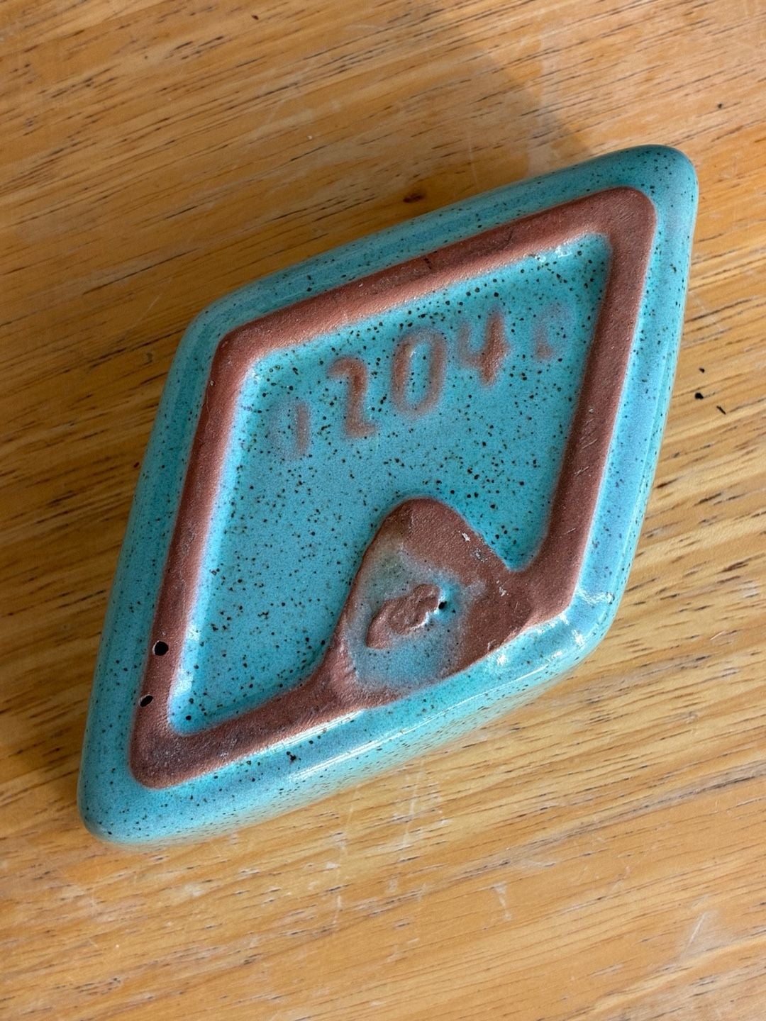 Vintage Ceramic Speckled Blue Diamond Ashtray 4