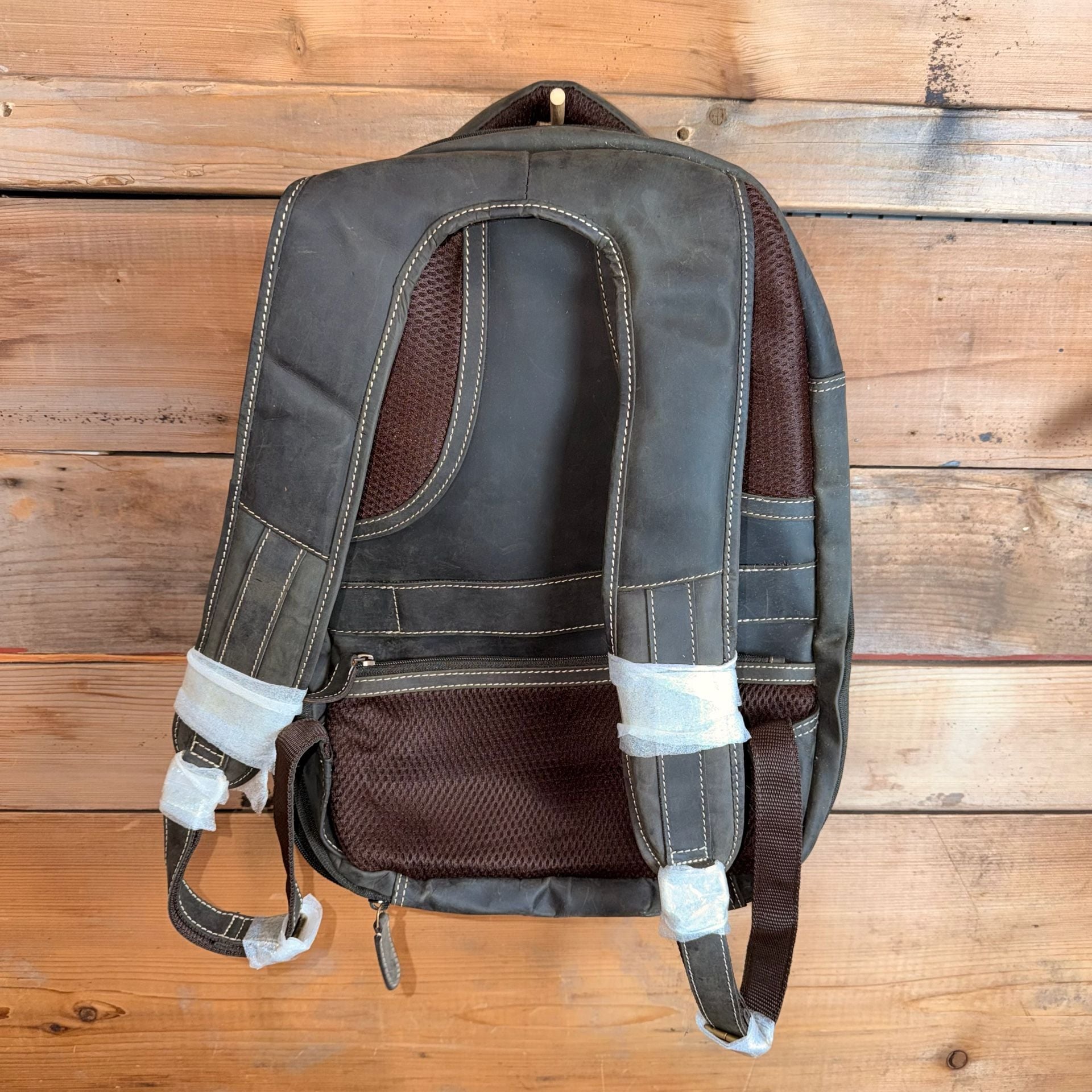 Vintage Eagle Embossed Leather Backpack Dark Brown 15 Inches 3