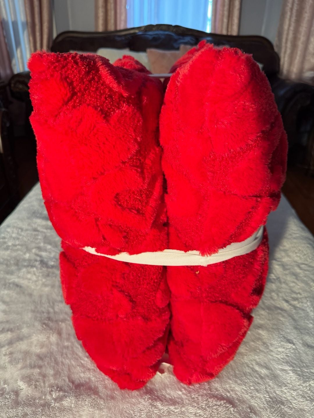 Be Mine Textured Fur Decorative Pillows Size 20x20 Red 2-Pack 2