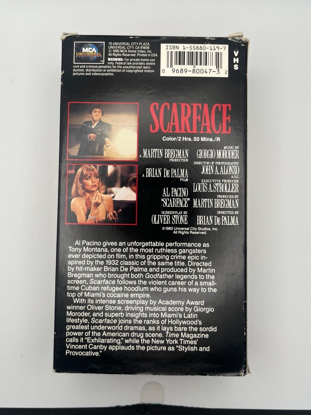 Scarface 1990 2 Tape Set VHS Video Tape Al Pacino MCA Stamped 2