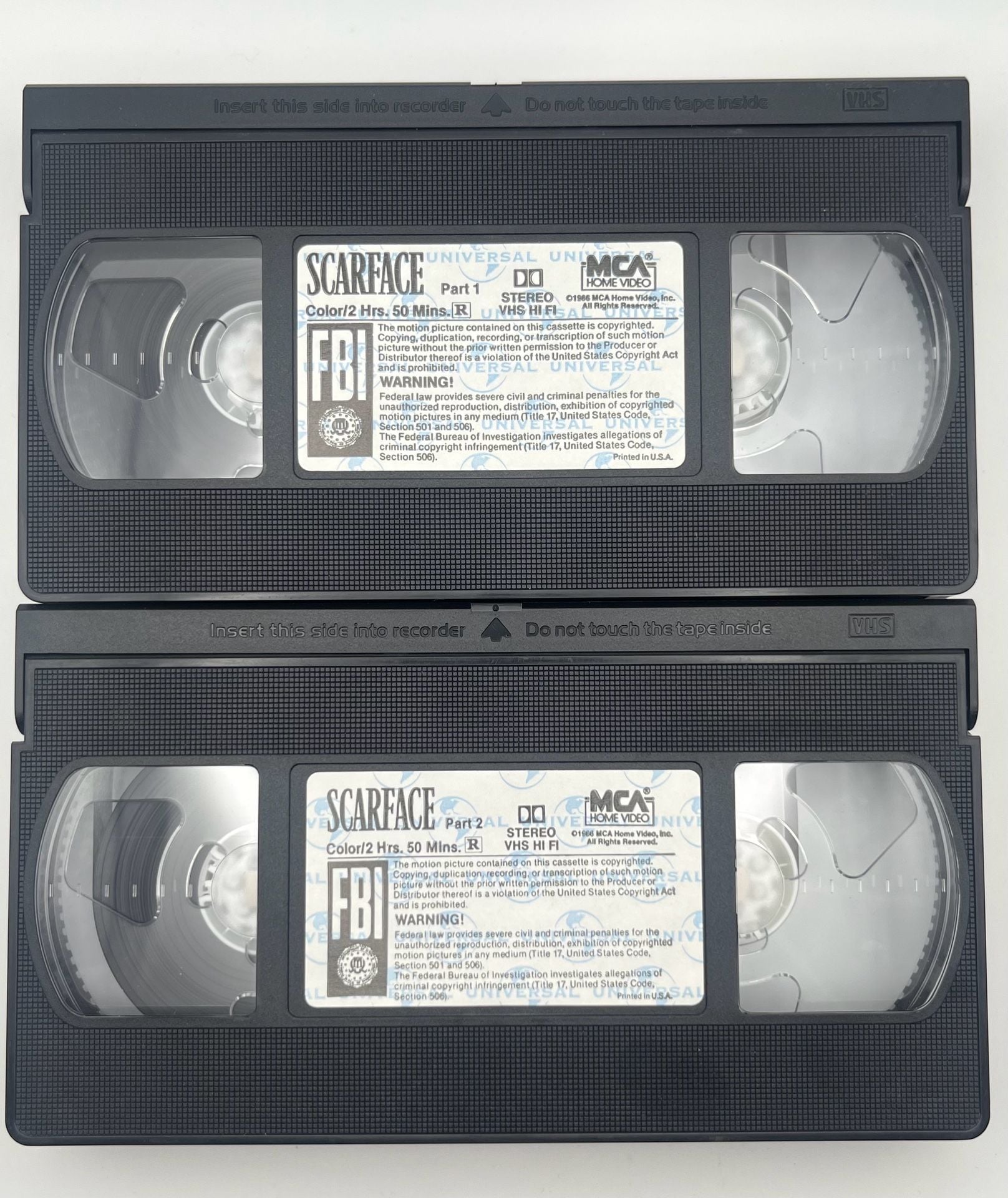Scarface 1990 2 Tape Set VHS Video Tape Al Pacino MCA Stamped 3