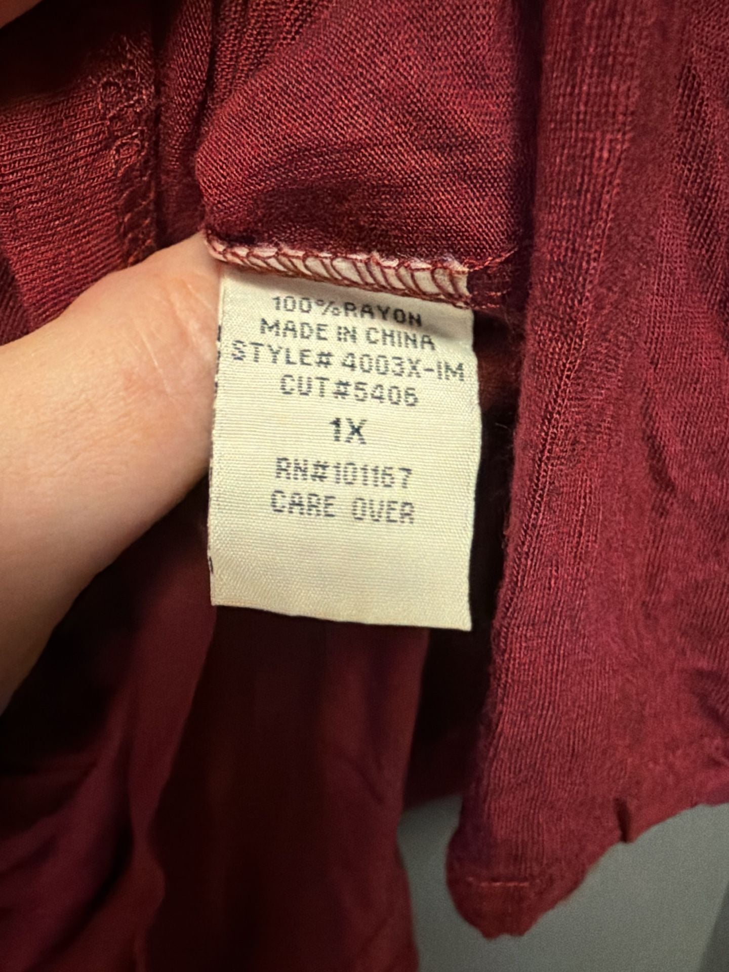 Cha Cha Vente Smocked Top Size 1X Red Rayon 3/4 Sleeve Tunic Top 5
