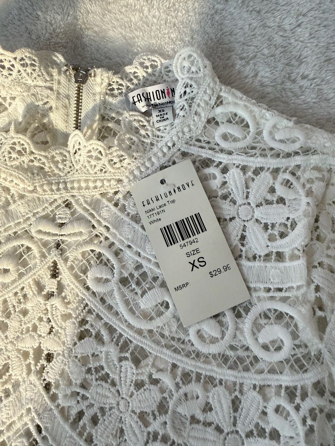 Fashion Nova Nikki Lace Top Size XS White 4