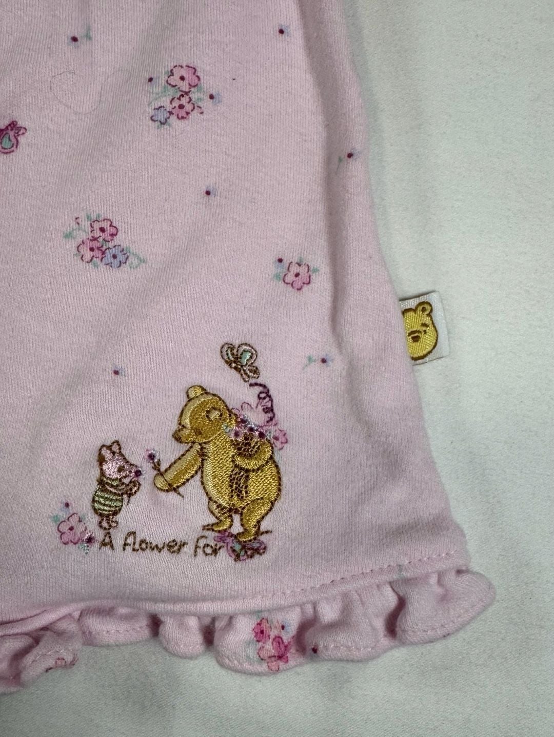Vintage 90s embroidered Classic Pooh By Disney Dress Size 3M Pink Floral 3
