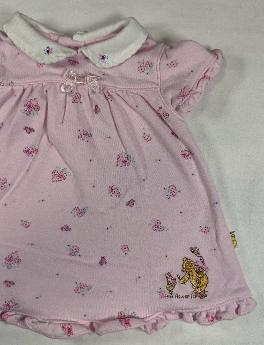 Vintage 90s embroidered Classic Pooh By Disney Dress Size 3M Pink Floral 4