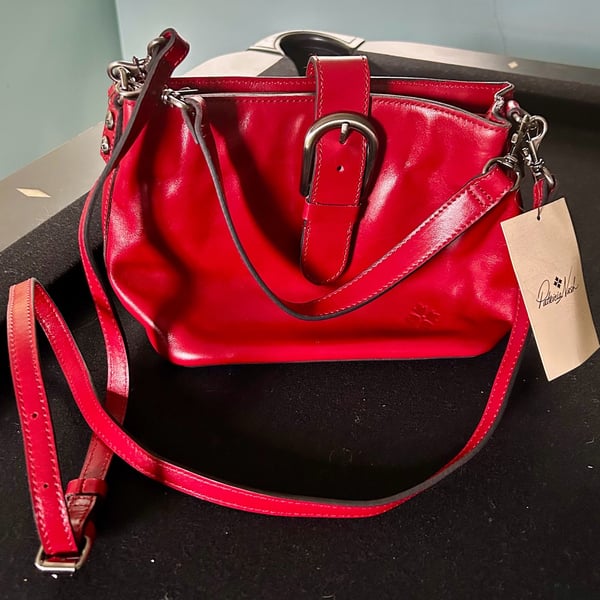 Patricia Nash Red Leather Crossbody Bag with Buckle Detail New With Tags
