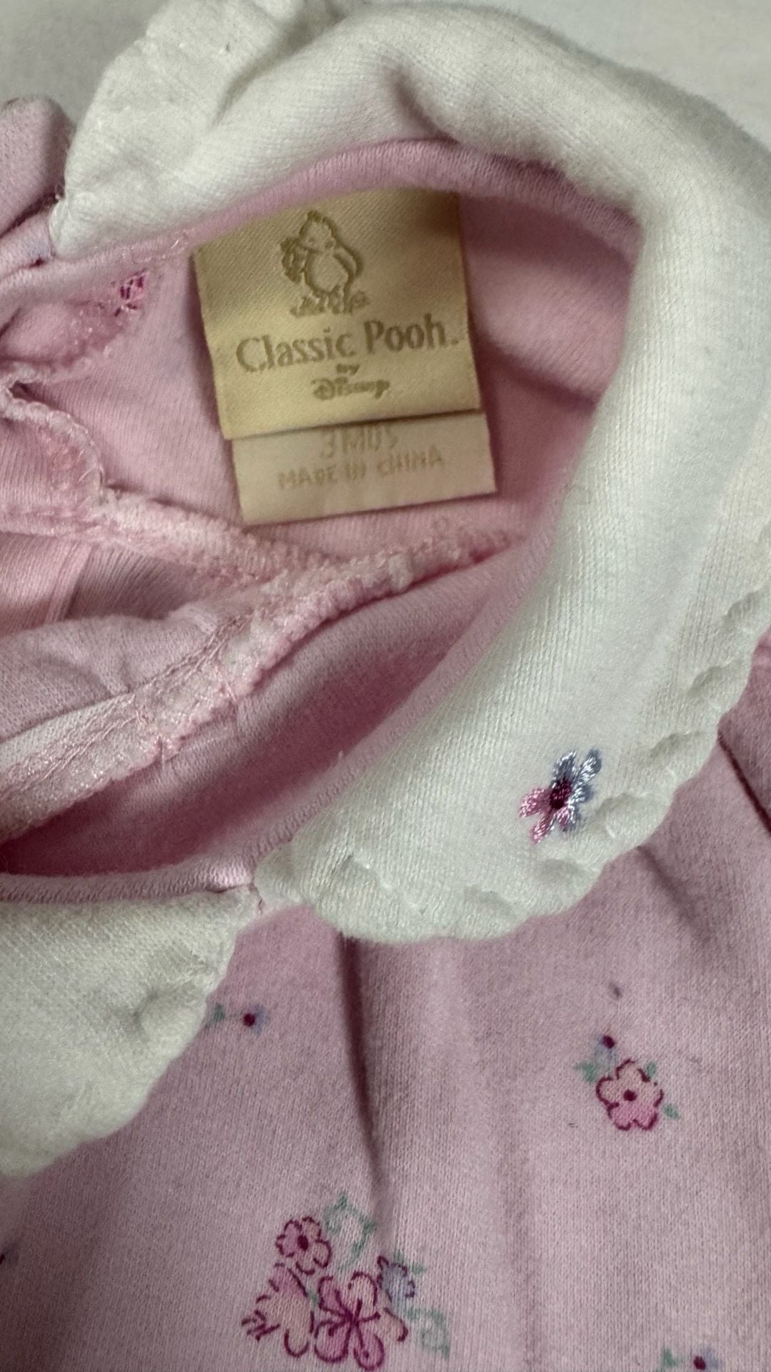 Vintage 90s embroidered Classic Pooh By Disney Dress Size 3M Pink Floral 5