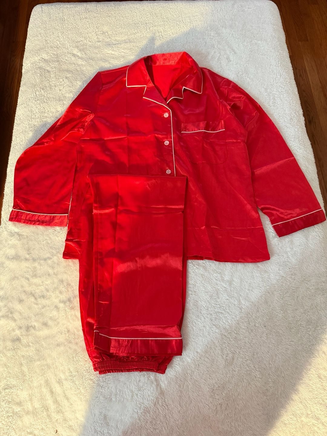 MYGBCPJS 2 Piece Kids Satin Pajamas Set Button-Down Sleepwear Loungewear PJS Shorts Sleeve Tops + Pants, Pajamas Set.
1
