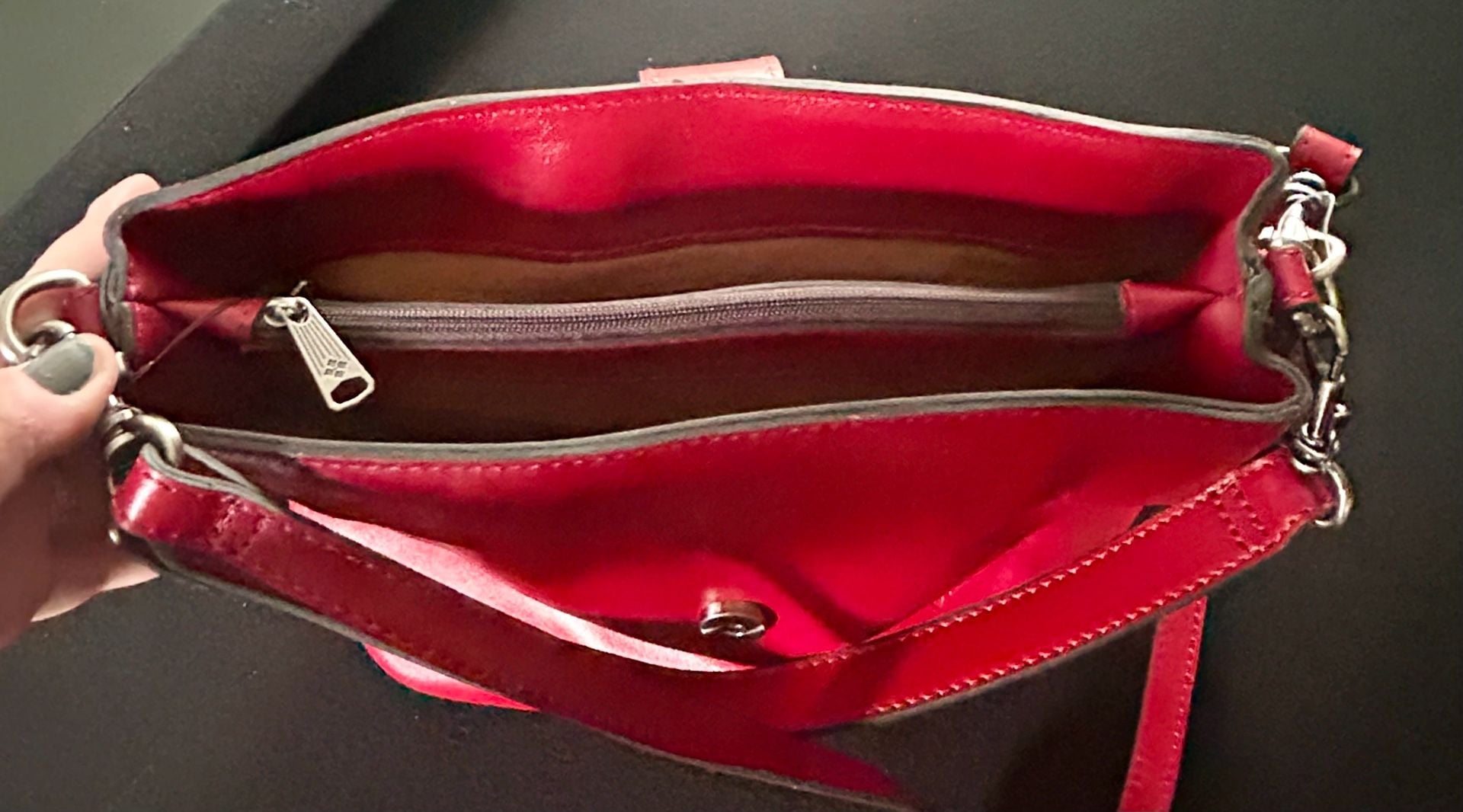 Patricia Nash Red Leather Crossbody Bag with Buckle Detail New With Tags 7