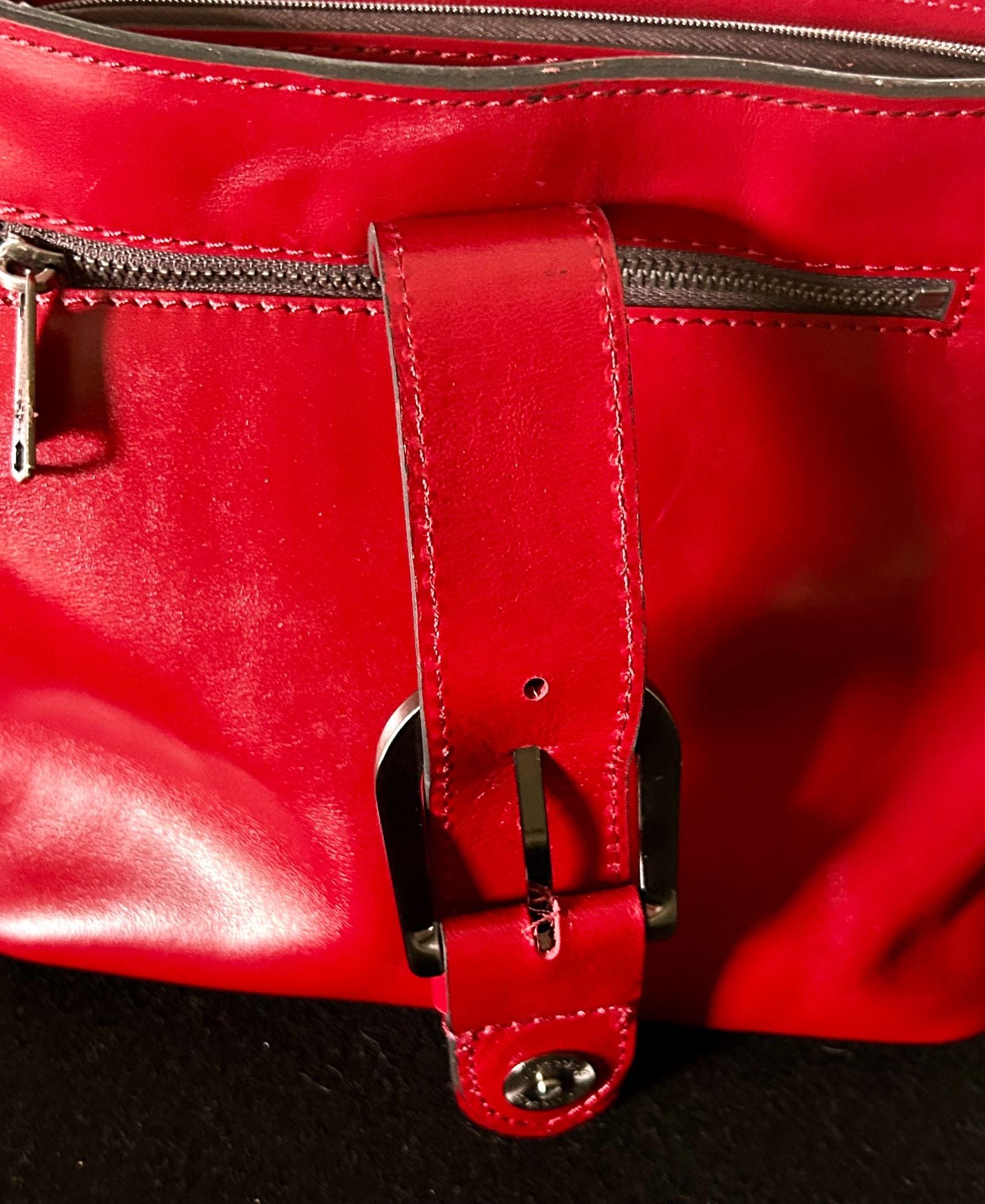 Patricia Nash Red Leather Crossbody Bag with Buckle Detail New With Tags 9