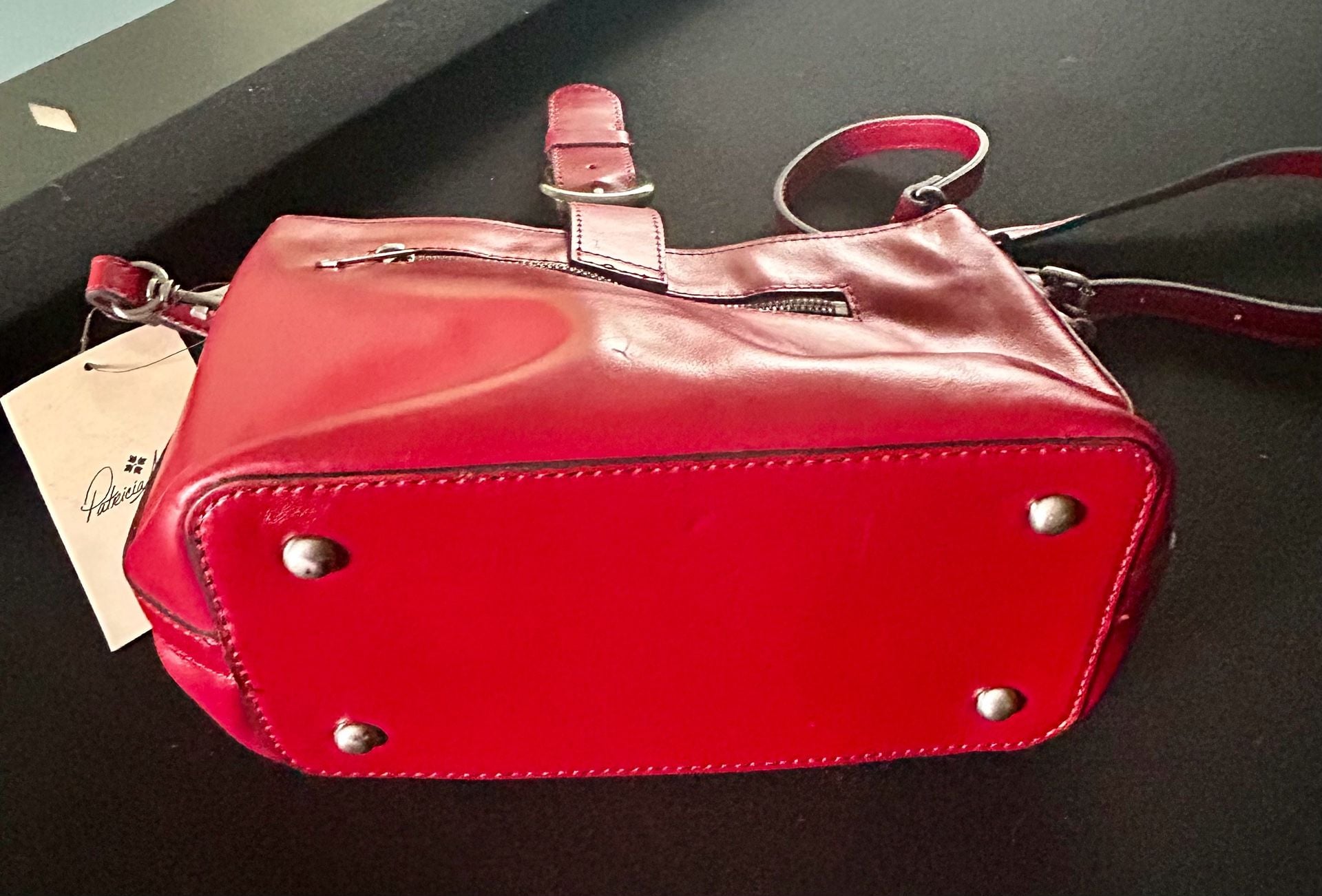 Patricia Nash Red Leather Crossbody Bag with Buckle Detail New With Tags 10