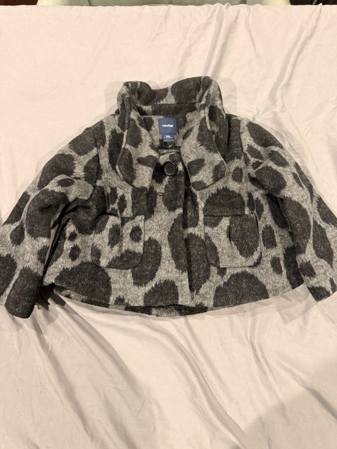 BabyGap Leopard Print Coat 6-12 Months Grey 2