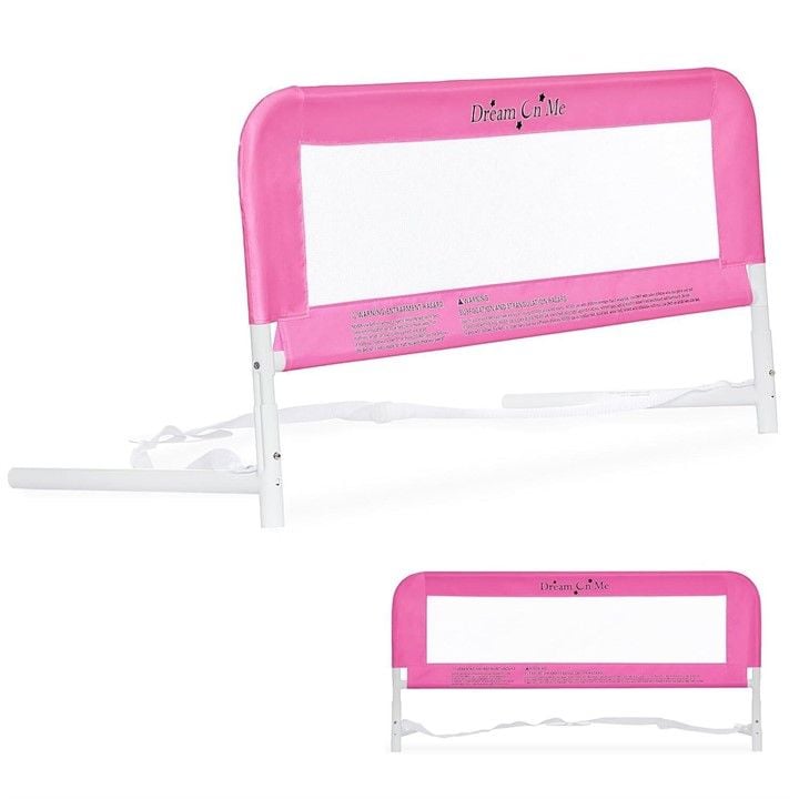 Dream On Me Mesh Toddler Bed Rail Safety Guard Pink White 3