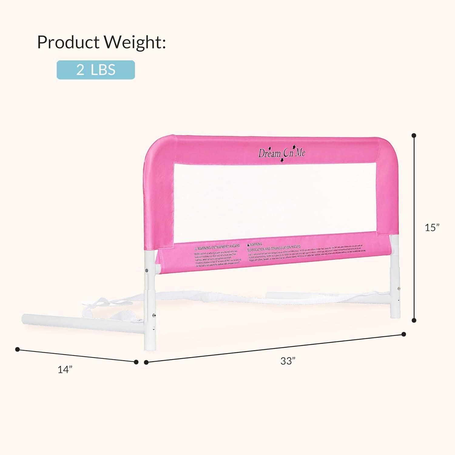 Dream On Me Mesh Toddler Bed Rail Safety Guard Pink White 4