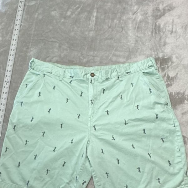 George Hula Girl Print Chino Shorts Men’s Size 44 Mint Green Casual Flat Front